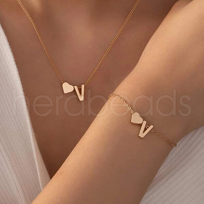 Heart Brass Pendant Necklaces & Charm Bracelets Sets FS-WGFCFF7-11-1