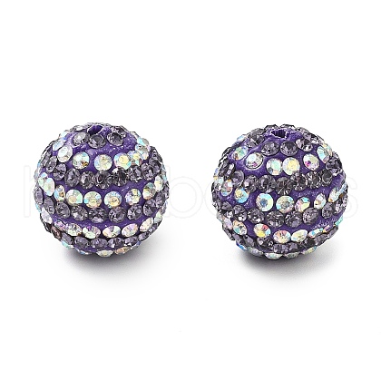 Stripe Pattern Polymer Clay Rhinestone Beads CLAY-NH0001-01K-1