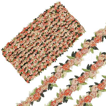Polyester Flower Lace Ribbon OCOR-WH0070-77G-1