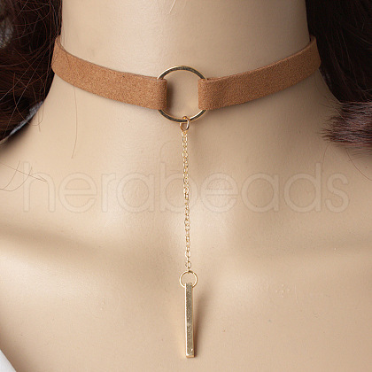 Peru Velvet Choker Alloy Rectangle Pendant Necklaces for Women FS-WGDB652-02-1