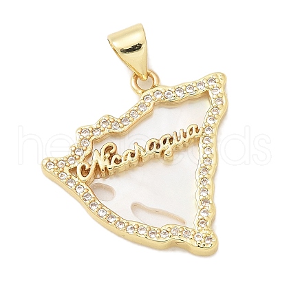 Rack Plating Brass Micro Pave Cubic Zirconia Pendants KK-K293-26G-1