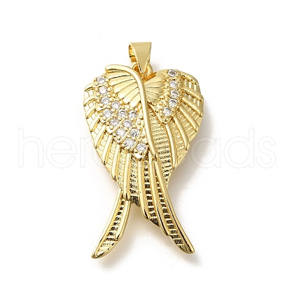 Rack Plating Brass with Cubic Zirconia Pendants KK-Z086-14G-02-1