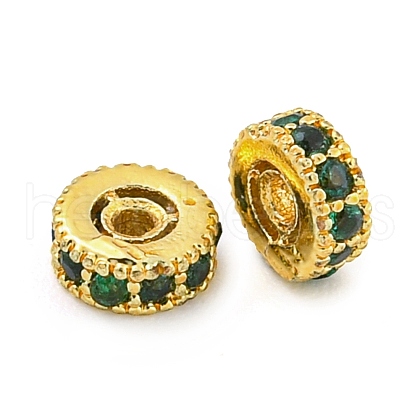Rack Plating Brass Micro Pave Cubic Zirconia Spacer Beads KK-F089-39A-G01-1