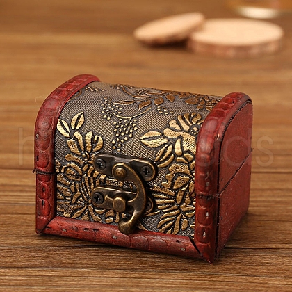 Retro Engraved Wood Jewelry Storage Treasure Boxs with Clasps PW-WG63114-03-1