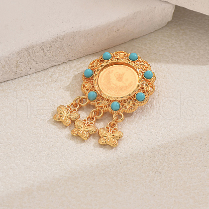 Flat Round Alloy Brooches for Backpack Clothes DX3825-1-1