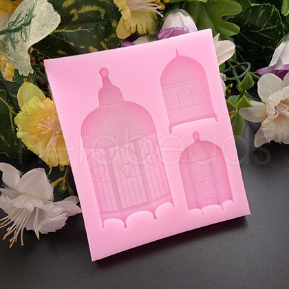 Birdcage Shape DIY Food Grade Silicone Molds AJEW-P046-27-1