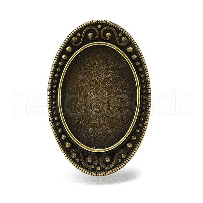 Adjustable Alloy Oval Pad Ring Settings X-PALLOY-S043-07AB-LF-1