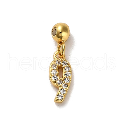 925 Sterling Silver Micro Pave Clear Cubic Zirconia European Dangle Charms STER-A045-01G-9-1