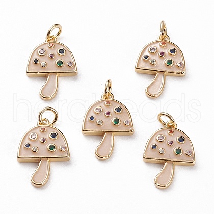 Brass Micro Pave Colorful Cubic Zirconia Pendants X-KK-C100-09G-1