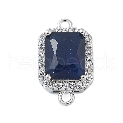 Rack Plating Brass Micro Pave Clear Cubic Zirconia Rectangle Connector Charms KK-A234-028P-02-1