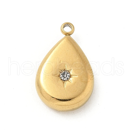 304 Stainless Steel Rhinestone Pendants STAS-I322-27G-03-1