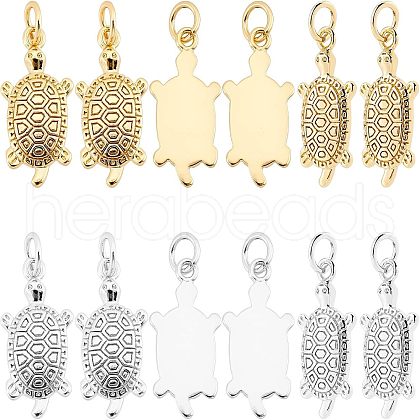 SUPERFINDINGS 12Pcs 2 Colors Brass Micro Pave Clear Cubic Zirconia Pendants ZIRC-FH0001-29-1