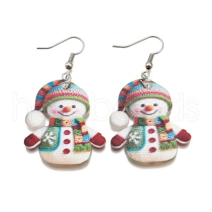 Snowman Acrylic & Alloy Dangle Earrings WG13ED8-01-1