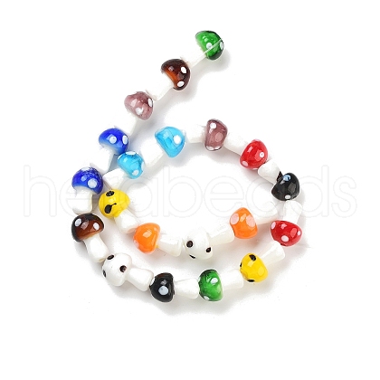 Mushroom Handmade Lampwork Beads Strands X-LAMP-R116-03-1