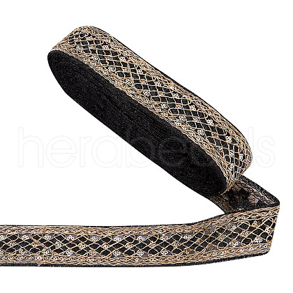 Polyester Rhombus Embroidery Lace Trim OCOR-WH0090-83A-1