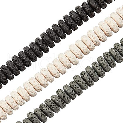 Olycraft 3 Strands 3 Colors Natural Lava Rock Beads Strands G-OC0002-83-1