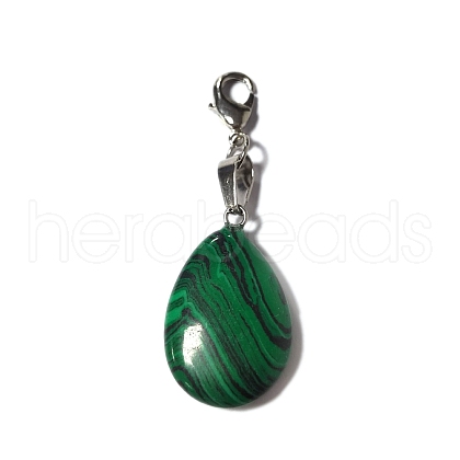 Natural Malachite Pendant Decorations PALLOY-PH01401-11-1