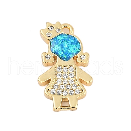 Brass Micro Pave Cubic Zirconia Pendants KK-I723-33G-1