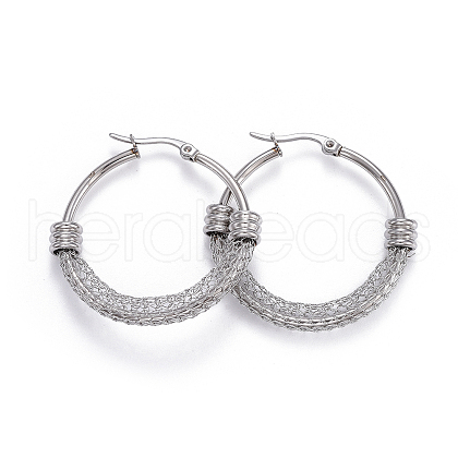 Non-Tarnish 304 Stainless Steel Hoop Earrings EJEW-L232-032B-P-1
