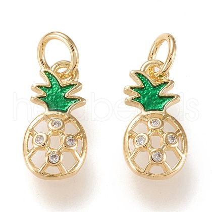 Brass Micro Pave Clear Cubic Zirconia Charms ZIRC-K086-01G-1