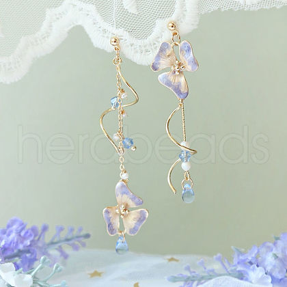 Sweet Style Alloy Resin Flower Tassel Stud Earrings FS-WGC6399-04-1