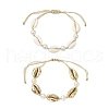 2Pcs Natural Shell & Acrylic Pearl Braided Bead Bracelets for Women BJEW-JB11262-2