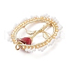 Glass Seed Beaded Oval with Rose Pendants PALLOY-MZ00579-02-4