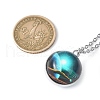 304 Stainless Steel Glass Space Pendant Necklaces NJEW-JN05192-03-3
