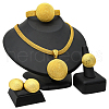 Flat Round Alloy Pendant Necklaces & Stud Earrings & Rings & Bangles Sets FS-WG5D99A-01-1
