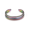 Rainbow Color Ion Plating(IP) 304 Stainless Steel Double Line Open Cuff Ring for Women RJEW-A005-41MC-1