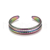 Rainbow Color Ion Plating(IP) 304 Stainless Steel Double Line Open Cuff Ring for Women RJEW-A005-41MC-1