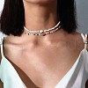 Bohemian Ethnic Style Natural Shell & Glass Seed Beaded Double Layer Choker Necklaces FS-WG063D6-01-3