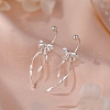 999 Fine Silver Bowknot Ear Plugs Gauges EJEW-P296-18S-4