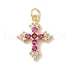 Rack Plating Brass Micro Pave Cubic Zirconia Pendants KK-Z047-08G-02-RS-1