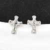 Brass Micro Pave Clear Cubic Zirconia Stud Earrings EJEW-M103-07P-1