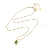 304 Stainless Steel Green Cubic Zirconia Pendant Neckalces for Women NJEW-C078-01D-G-4