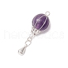 4Pcs 4 Styles Natural Carnelian & Rose Quartz & Green Aventurine & Amethyst Hot Air Balloon Pendants PALLOY-TA00227-3