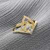 Brass Micro Pave Cubic Zirconia Adjustable Finger Rings for Women RJEW-M099-03G-2