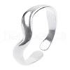 French Minimalist Irregular Stainless Steel Wave Open Cuff Rings for Women Men IS0895-1-1