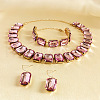 Alloy & Glass Rectangle Link Chain Necklaces & Bracelet & Dangle Earrings Sets FS-WGC2D75-03-1