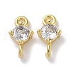 Rack Plating Brass Pave Clear Cubic Zirconia Connector Charms KK-Z039-39G-1