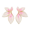 304 Stainless Steel Leaf Stud Earrings EJEW-V014-01G-01-2