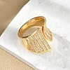 Brass Micro Pave Cubic Zirconia Cuff Rings RJEW-C130-01G-3