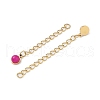 Ion Plating(IP) 316 Surgical Stainless Steel Curb Chain Extender with Natural  Dyed Jade Round Charm STAS-A097-01G-15-2