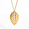 Stainless Steel Hollow Leaf Pendant Necklaces for Women IK7131-2-2