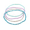 4Pcs 4 Colors Luminous Rondelle Plastic Seed Beaded Stretch Anklets Sets WG02137-01-5