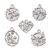 5Pcs 5 Styles Alloy Crystal Rhinestone Flat Round Pendants FIND-YW0003-58-1
