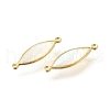 Brass Pave Natural White Shell Connector Charms KK-E794-01G-05-2