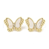 Brass Pave Clear Cubic Zirconia Butterfly Connector Charms with Sea Shell KK-Q820-13G-1