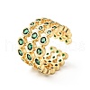 Micro Pave Green Cubic Zirconia Cuff Rings RJEW-G262-02G-3